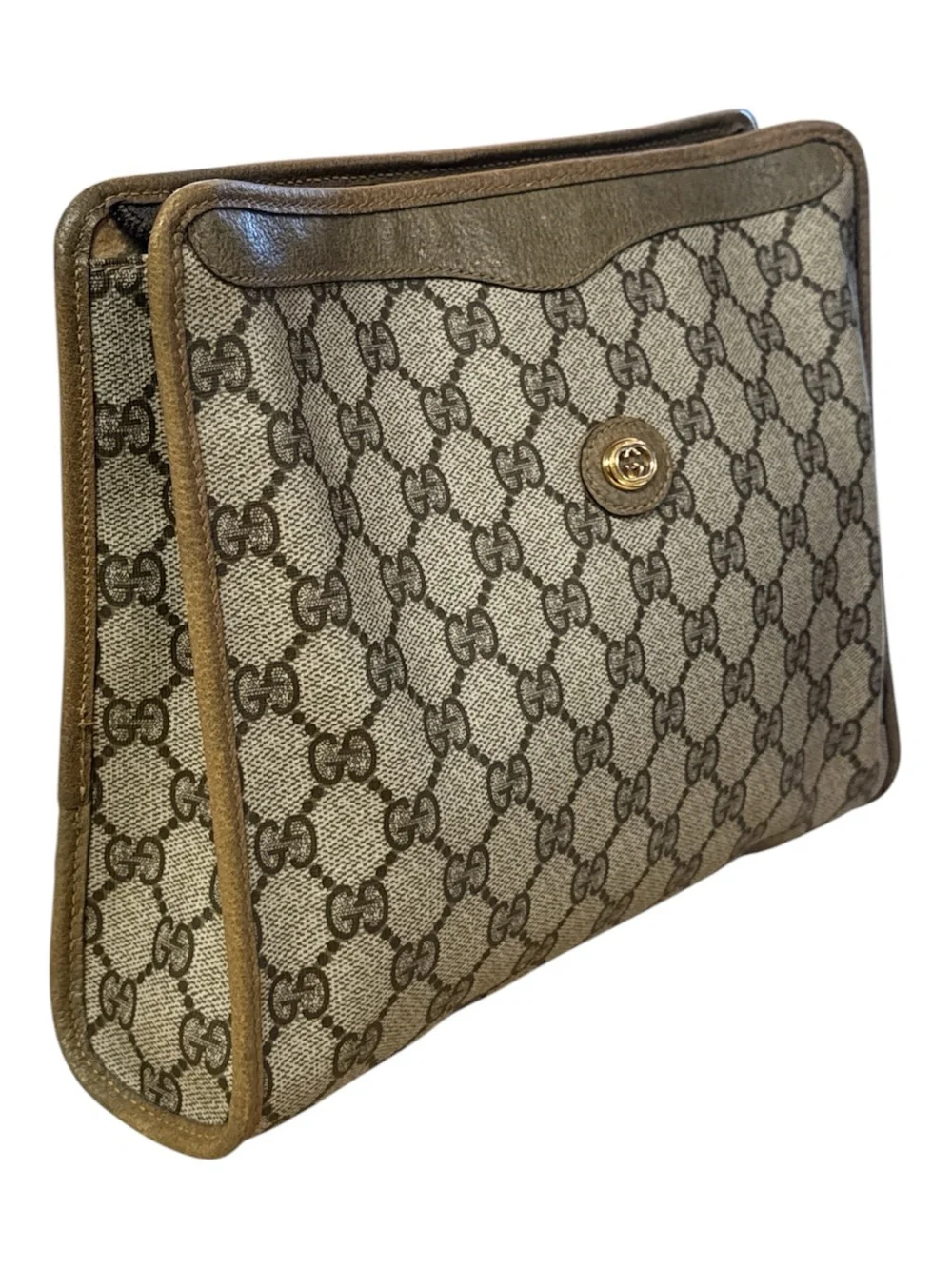 Gucci GG Clutch VTG Zipper closure tan 8x10x3” unisex - Picture 3 of 17